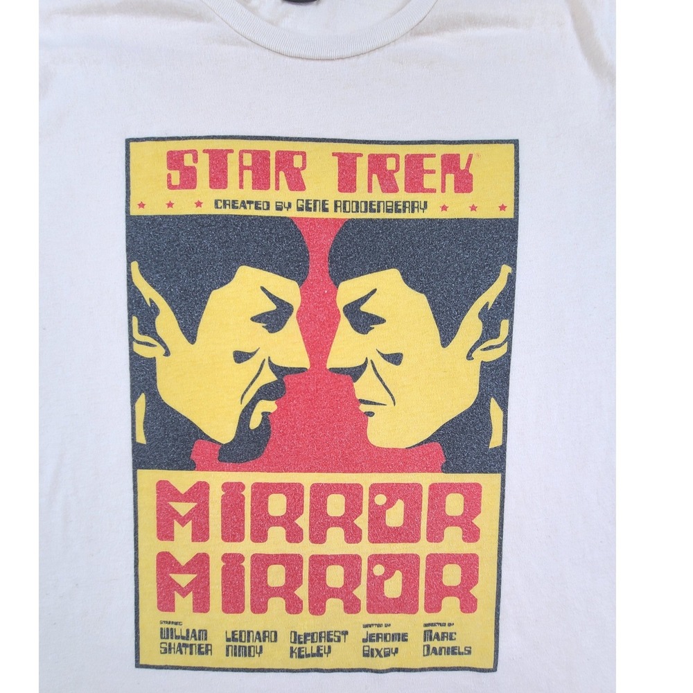 Star Trek Mirror Mirror Spock Graphic Tee Shirt Cream Women Large Beige Crewneck